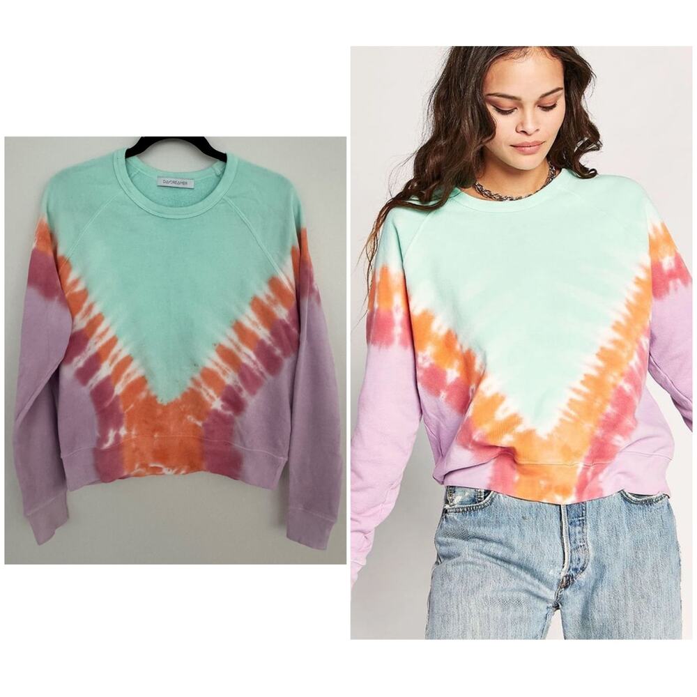 Daydreamer x Free People Tie Dye/Spritz Sweatshirt in Mint Combo